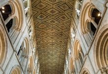 The 13th century painted wood ceiling of Peterborough Cathedral Nave