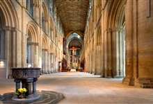 Peterborough Cathedral Nave, empty of chairs. Photo credit: Jarrolds Publishing