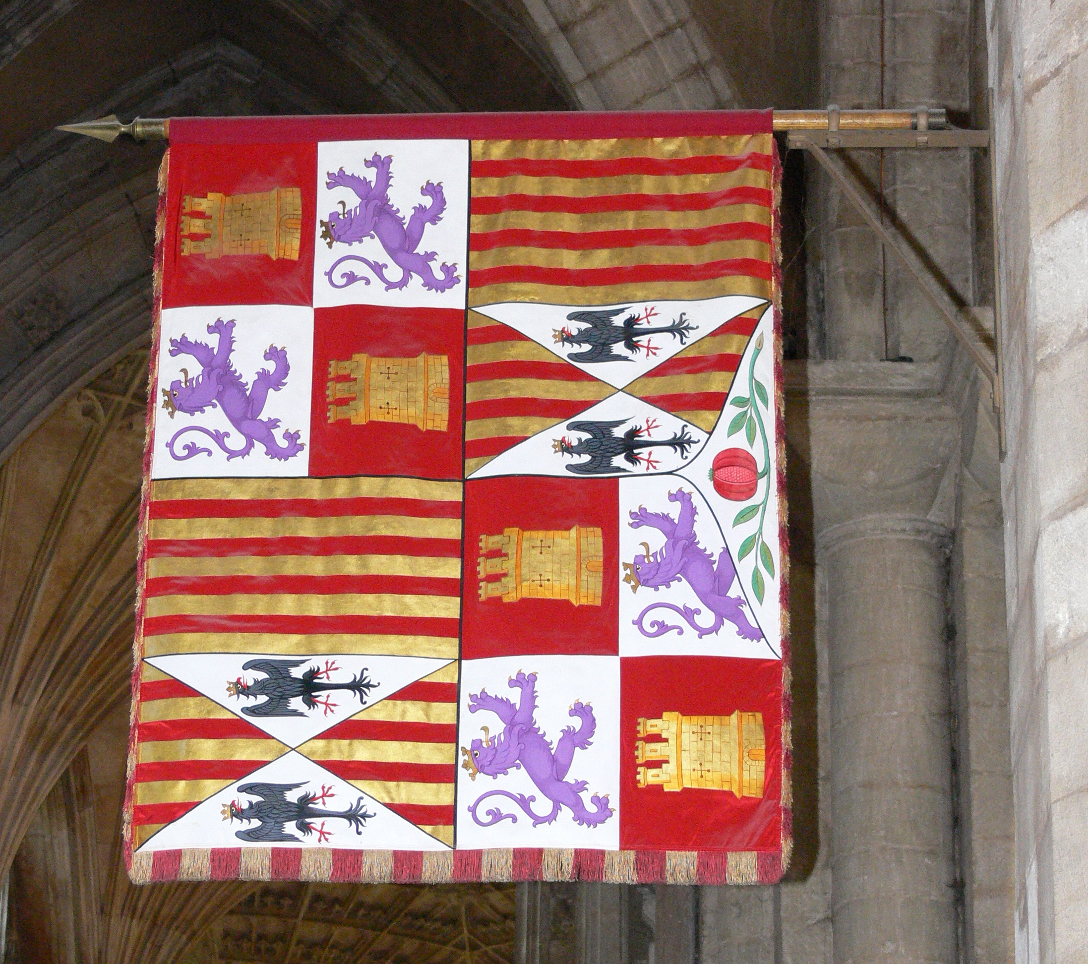Katharine of Aragon's standard hanging in Peterborough Cathedral
