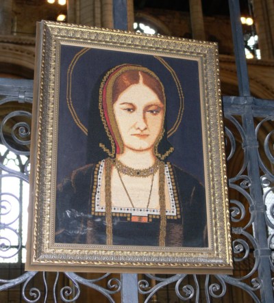 Katharine of Aragon's picture above her tomb in Peterborough Cathedral