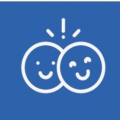 Smiley faces on a blue background